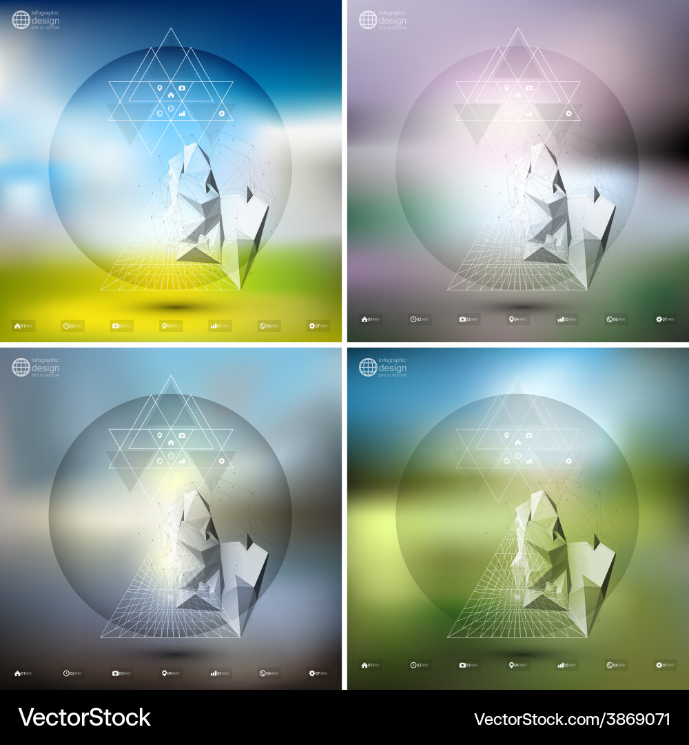 Abstract 3d pyramids infographic templates set Vector Image