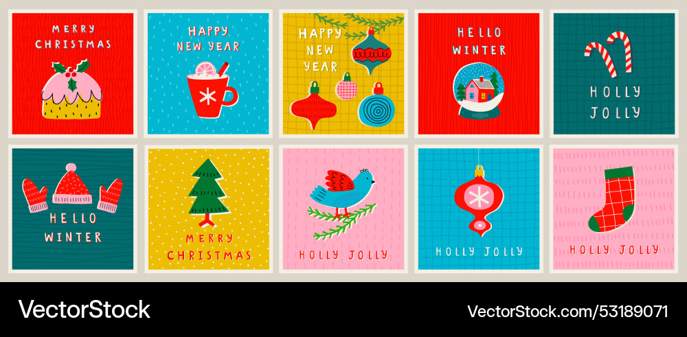 Christmas Postcard Set - Festive Flyers vector image