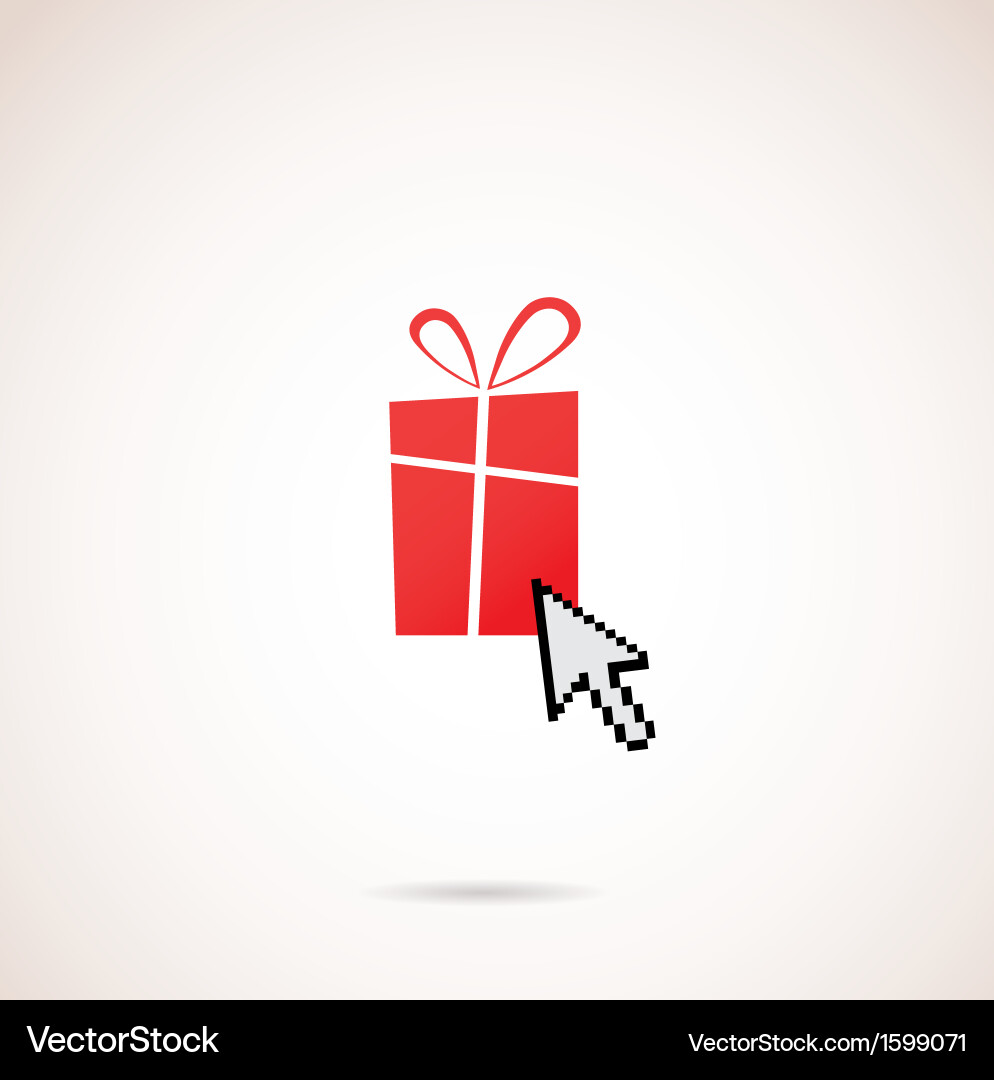 Christmas Present with Computer Icon Royalty Free Vector