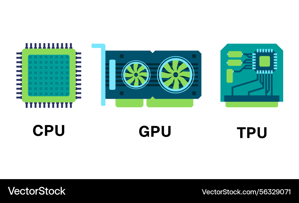 Cpu gpu tpu tensor Bearbeitungseinheit zentral Vektorbild