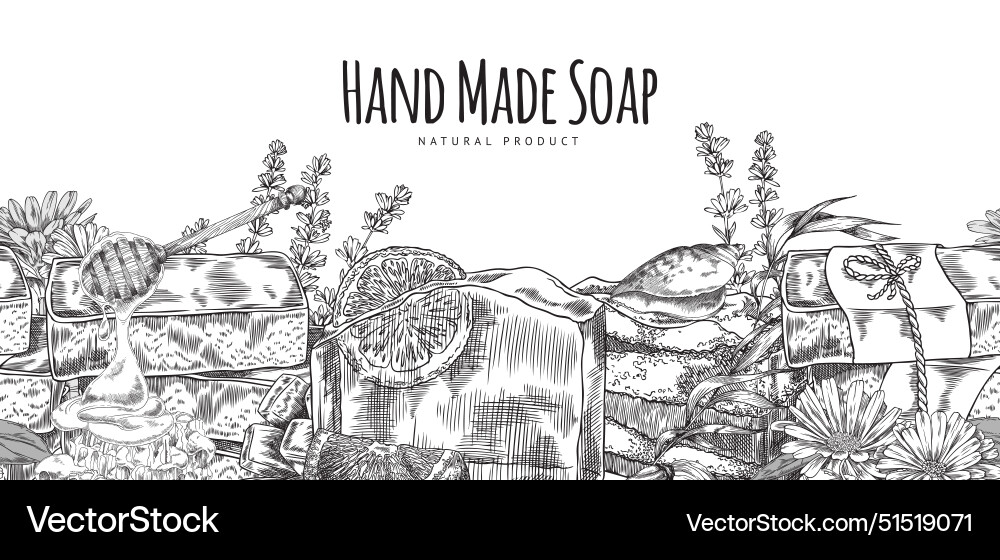 Frame design with handmade soap sketch Vector Image