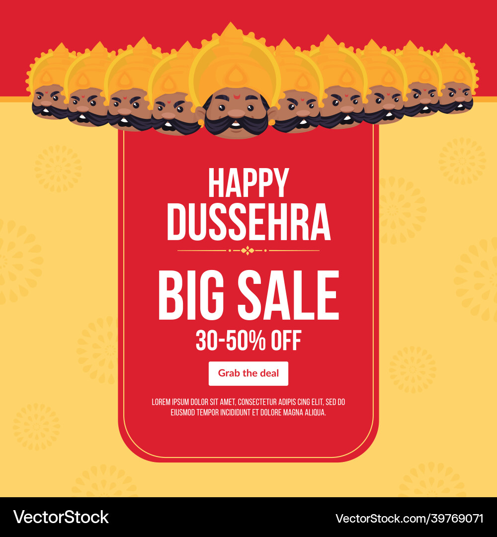 Happy Dussehra Big Sale Banner Vector Image