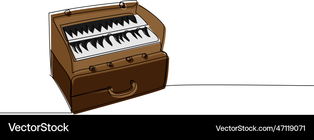 Harmonium one line color art continuous Harmonium one line color art continuous vector image