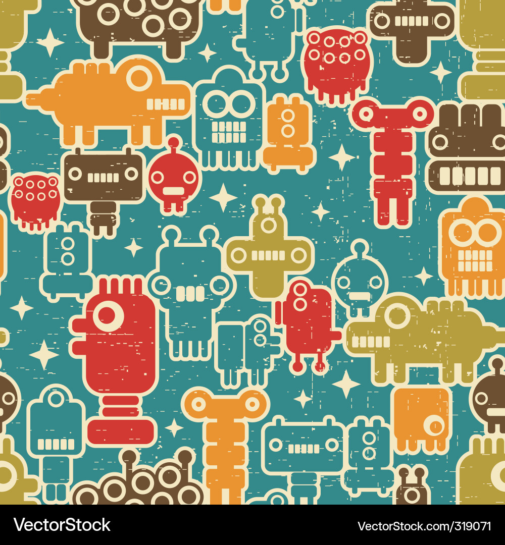 Retro Robot Monsters Vector Image