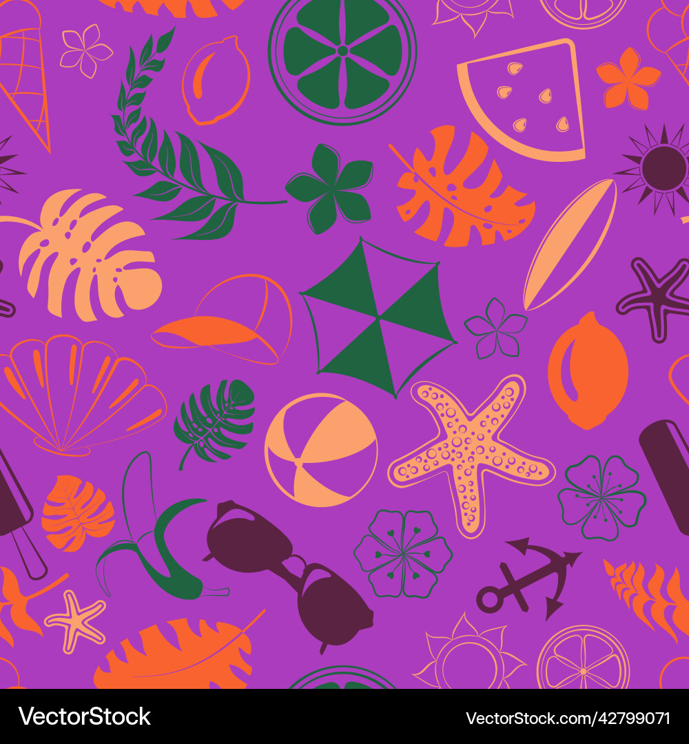 Seamless pattern with summer symbols vector image