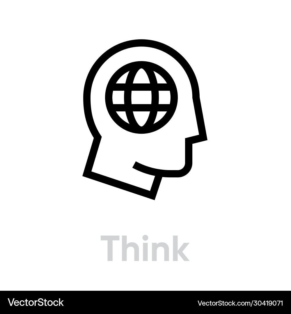 Think globe planet editable line simple Think globe planet editable line simple vector image