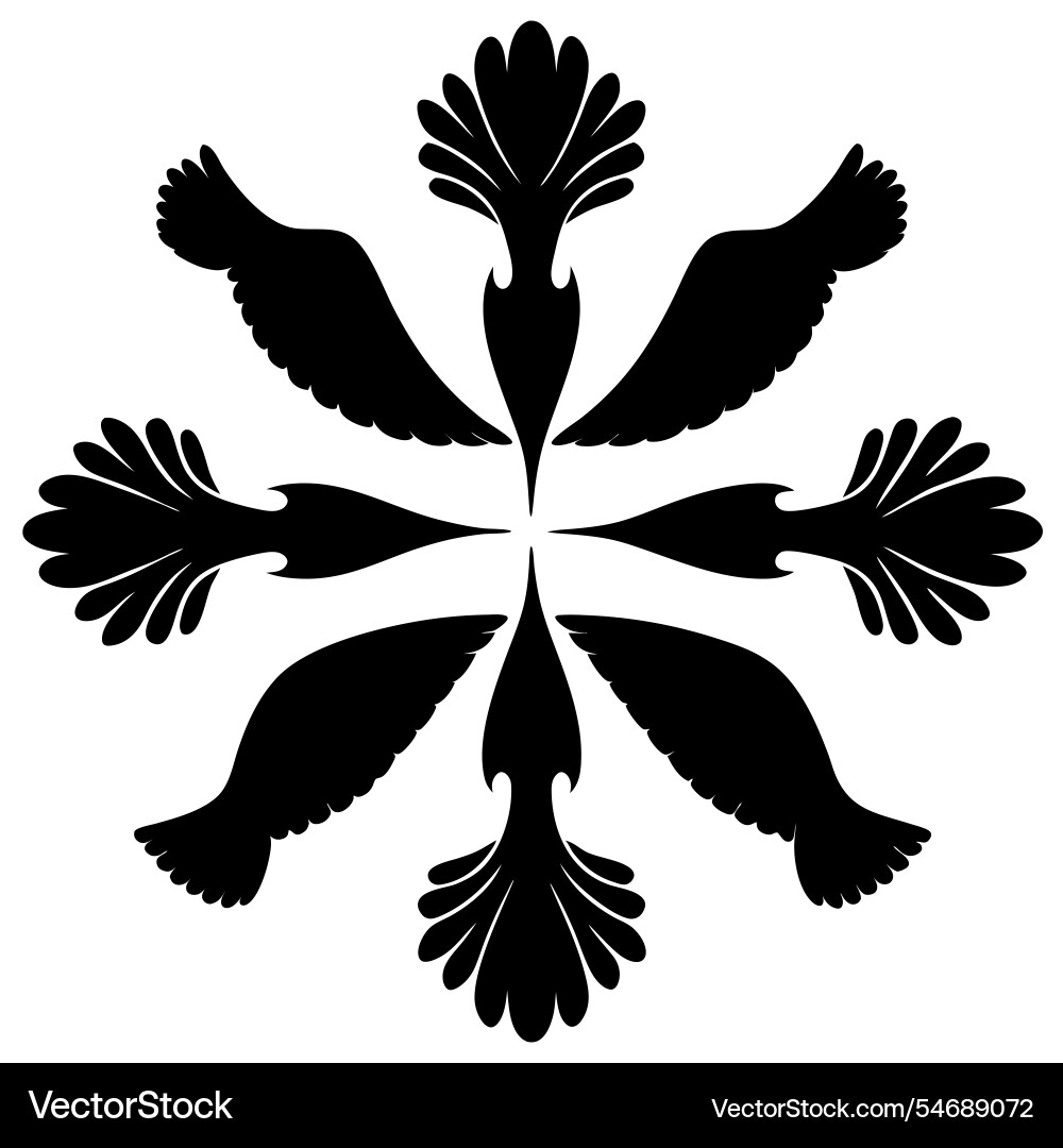 Abstract bird silhouettes in a symmetrical pattern Vector Image