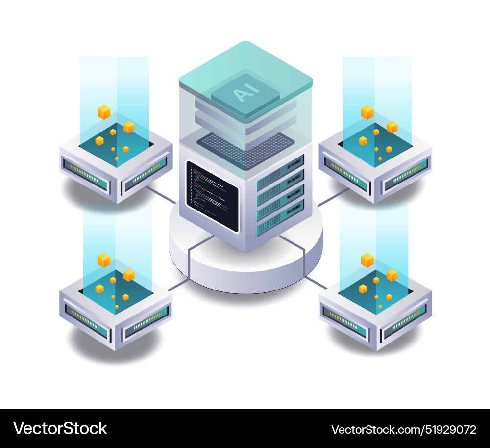 Analyzing cloud server security with ai technology Analyzing cloud server security with ai technology vector image