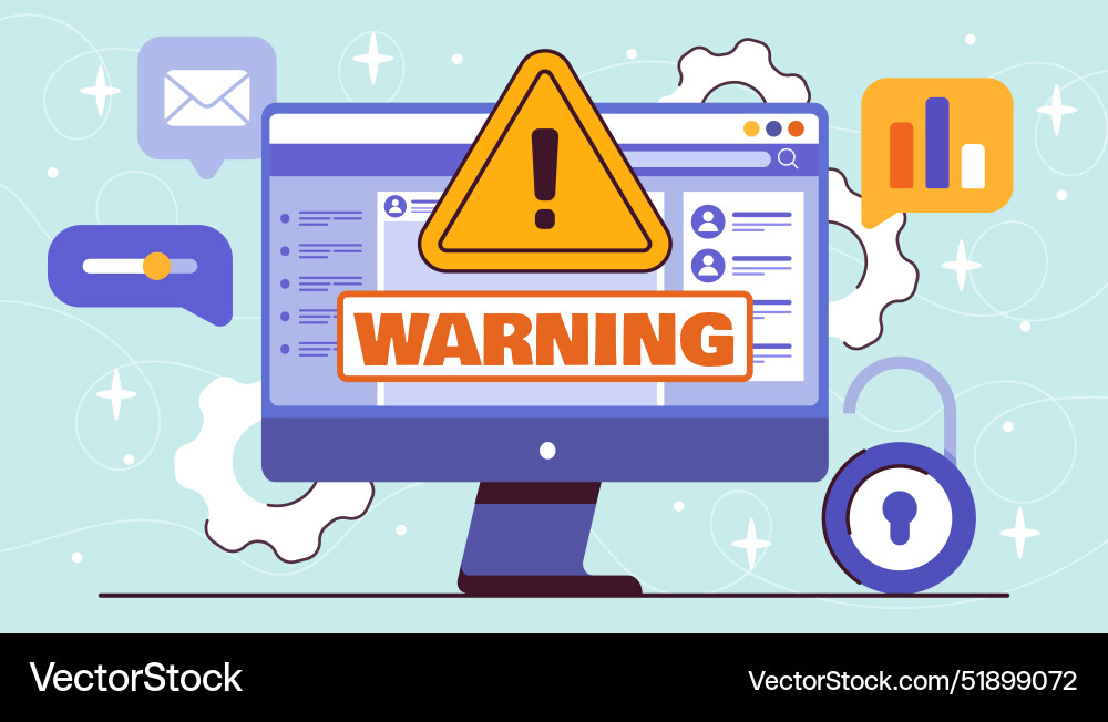 Banned system at computer error warning vector image