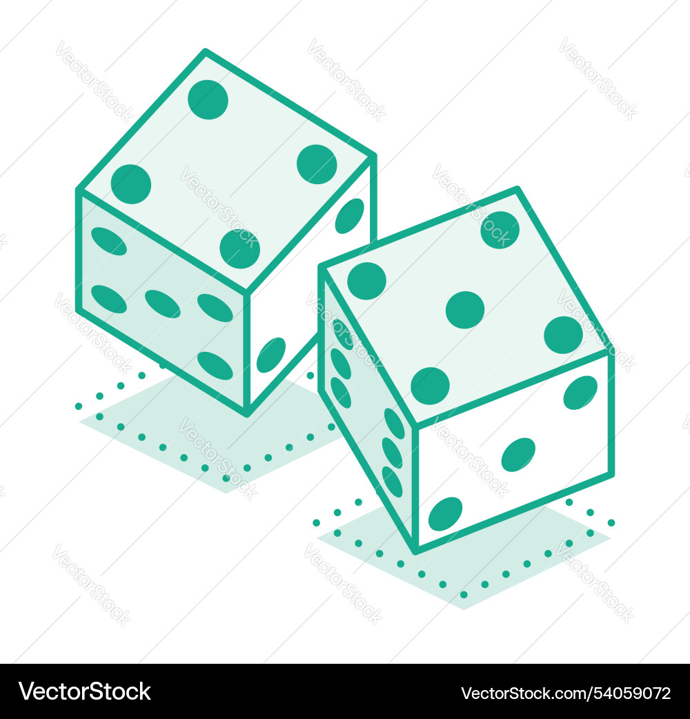 Dice game outline objects two dices cubes icon vector image