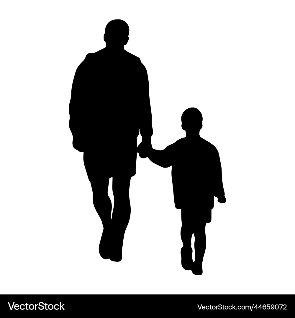 Father and Son Silhouette Walking Vector Image