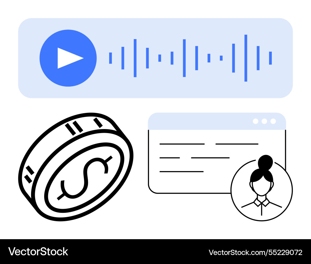 Finanzische Audioanalyse mit Online-Interaktion Finanzische Audioanalyse mit Online-Interaktion vektorbild
