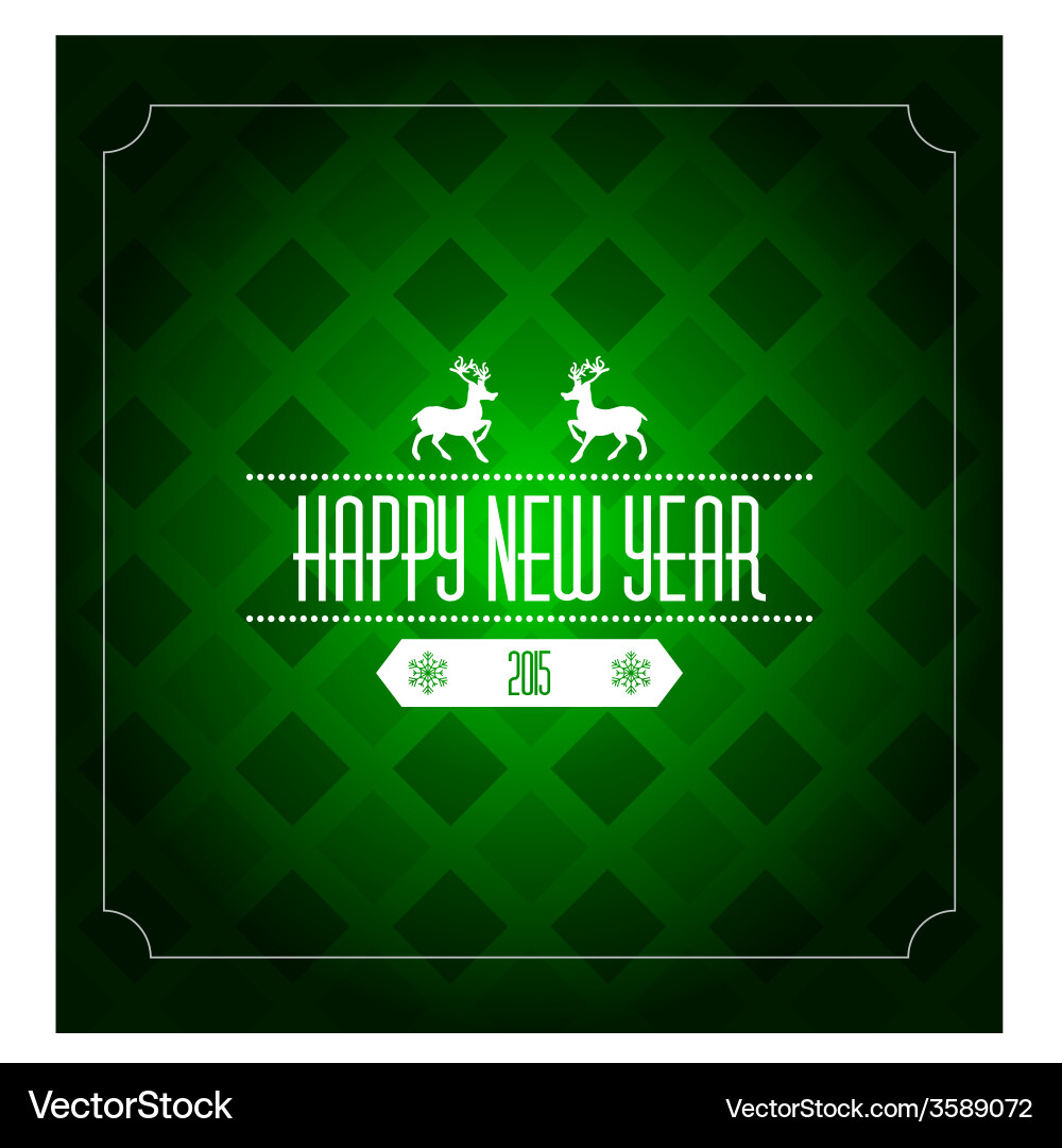Happy new year 2015 greeting card template - green Vector Image