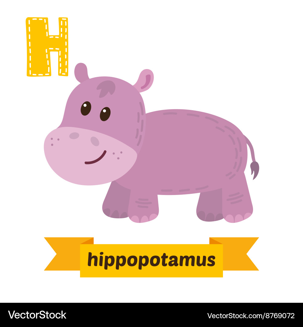Hippopotamus h letter cute children animal Vector Image