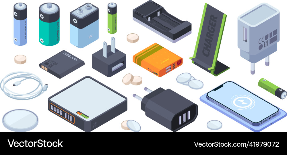 Isometrische Ladegerätebatterie für Smartphones Isometrische Ladegerätebatterie für Smartphones vektorbild