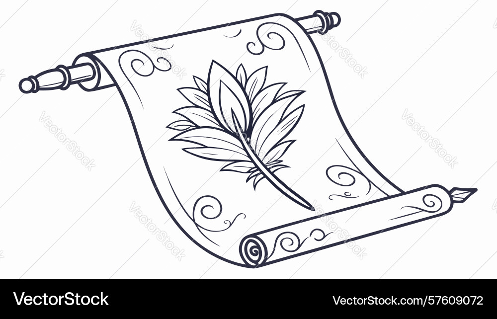 Ornate scroll with botanical leaf design Vector Image