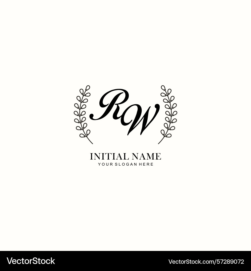 Rw initial logo templates with botanical elements Vector Image