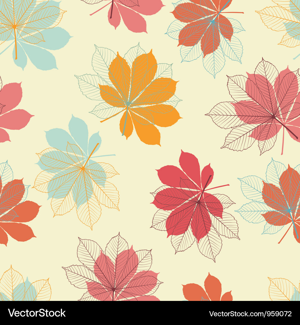 Seamless pattern with autumn leaves in a retro Vector Image