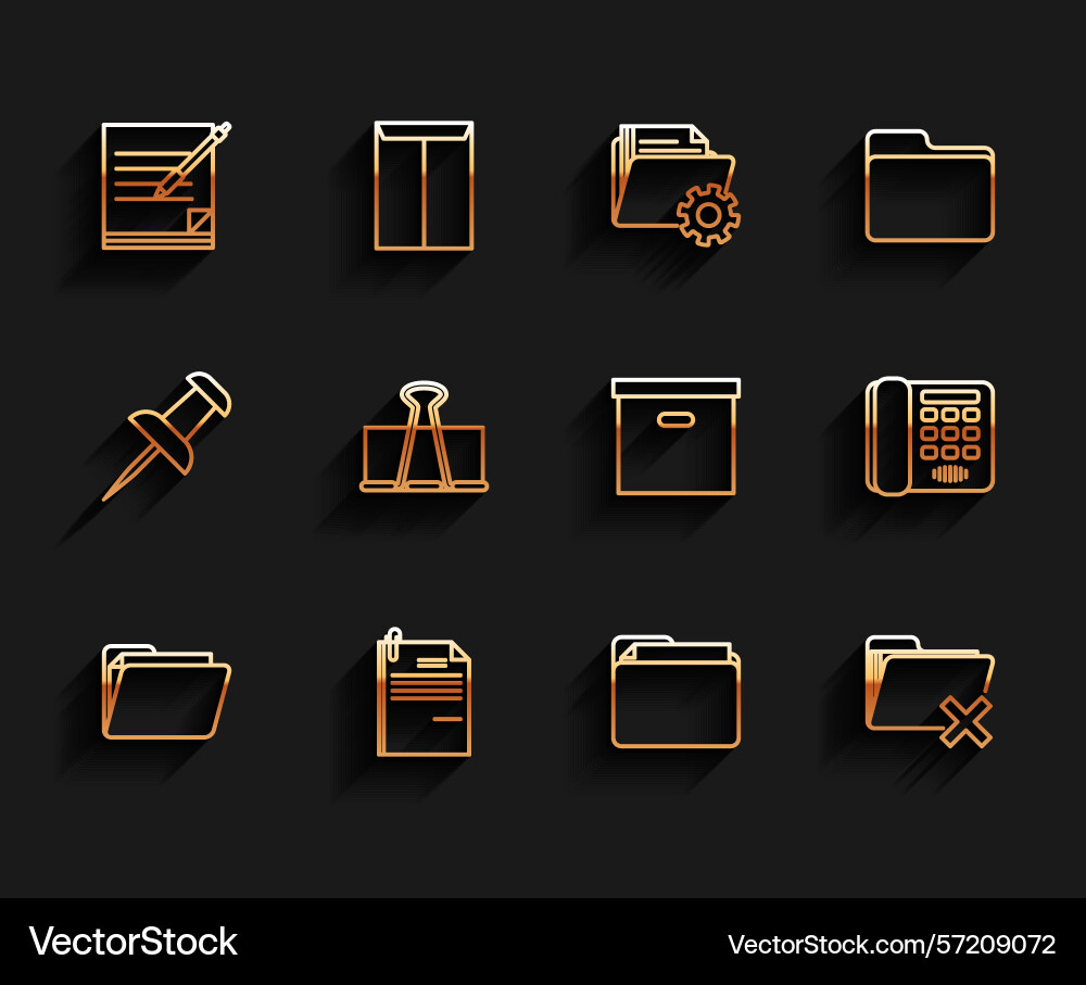 Set line document folder file and paper Set line document folder file and paper Vector Image