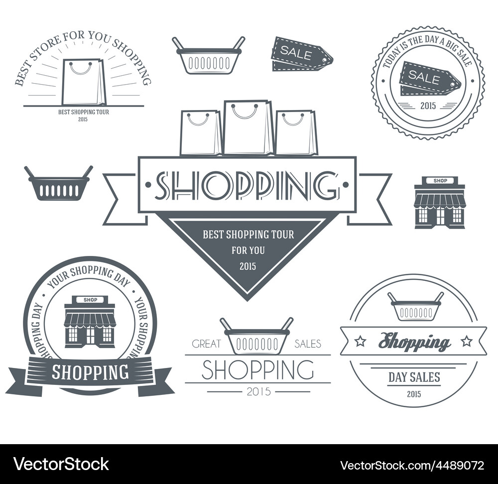 Shopping set label template emblem element Vector Image