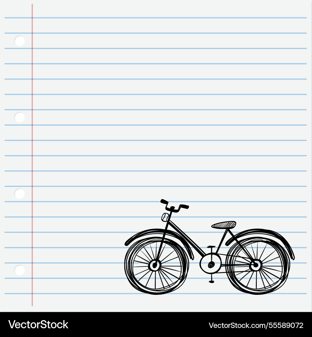 Simple bicycle on notebook paper background Vector Image