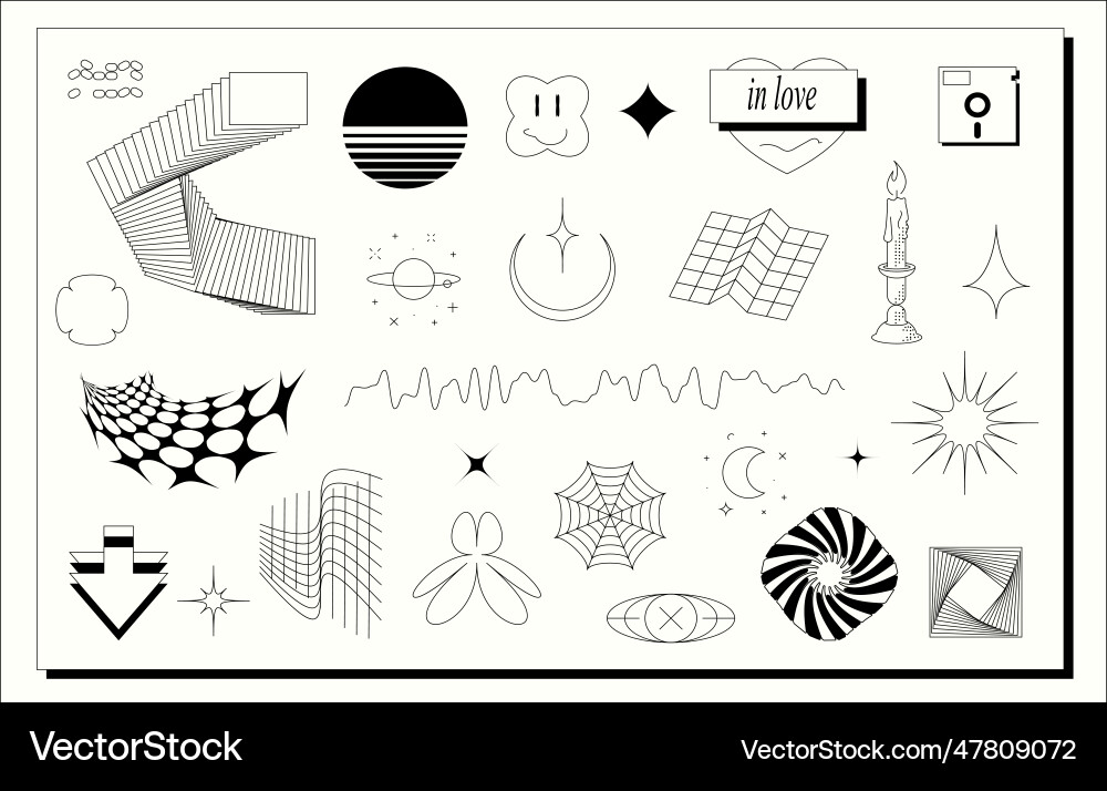 Super trendy geometric y2k aesthetic brutalism Super trendy geometric y2k aesthetic brutalism vector image