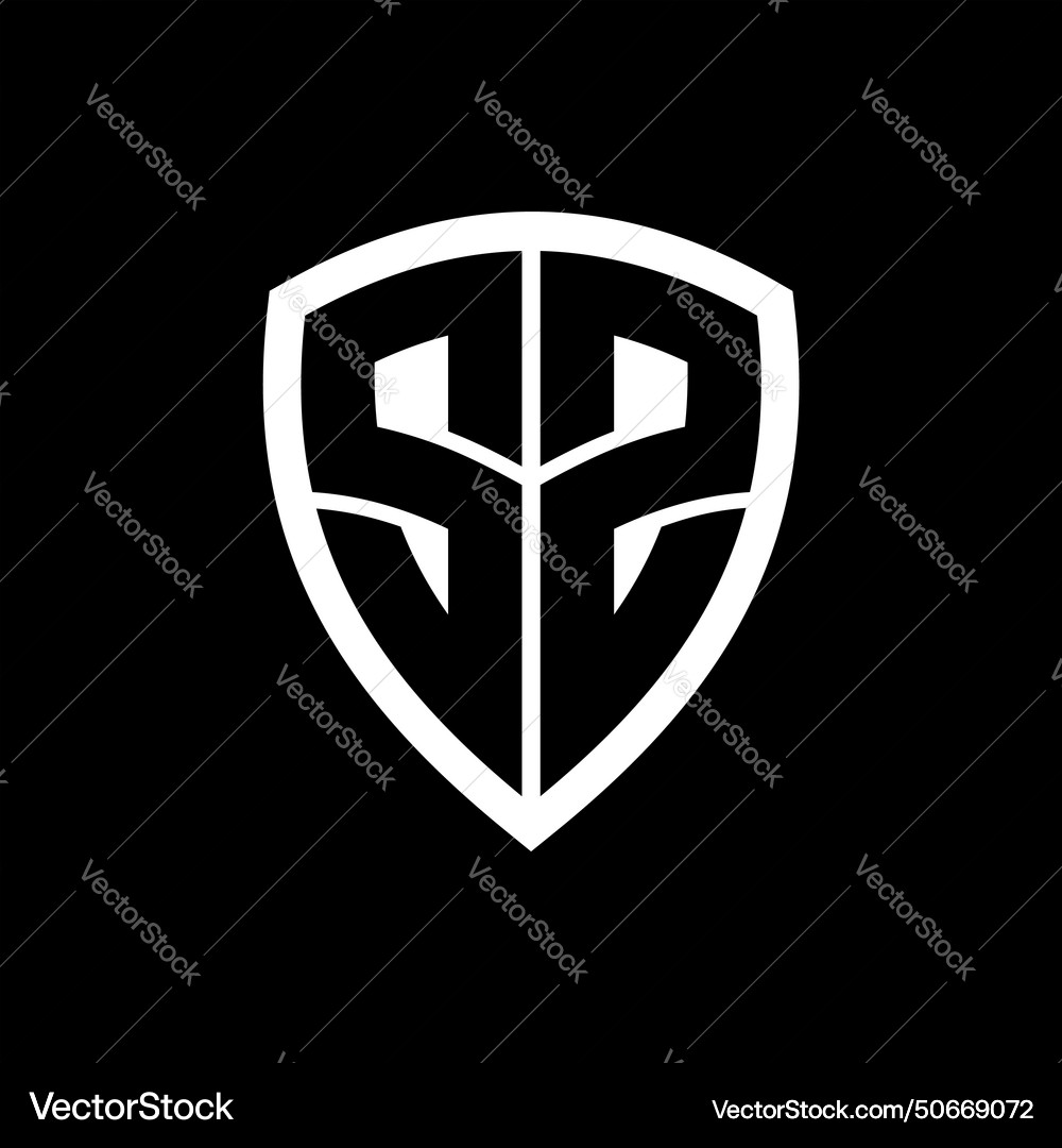 Sz monogram logo with bold letters shield shape Vector Image