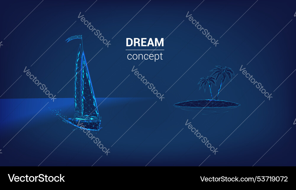 Yacht and two palm trees on an islet from Yacht and two palm trees on an islet from vector image