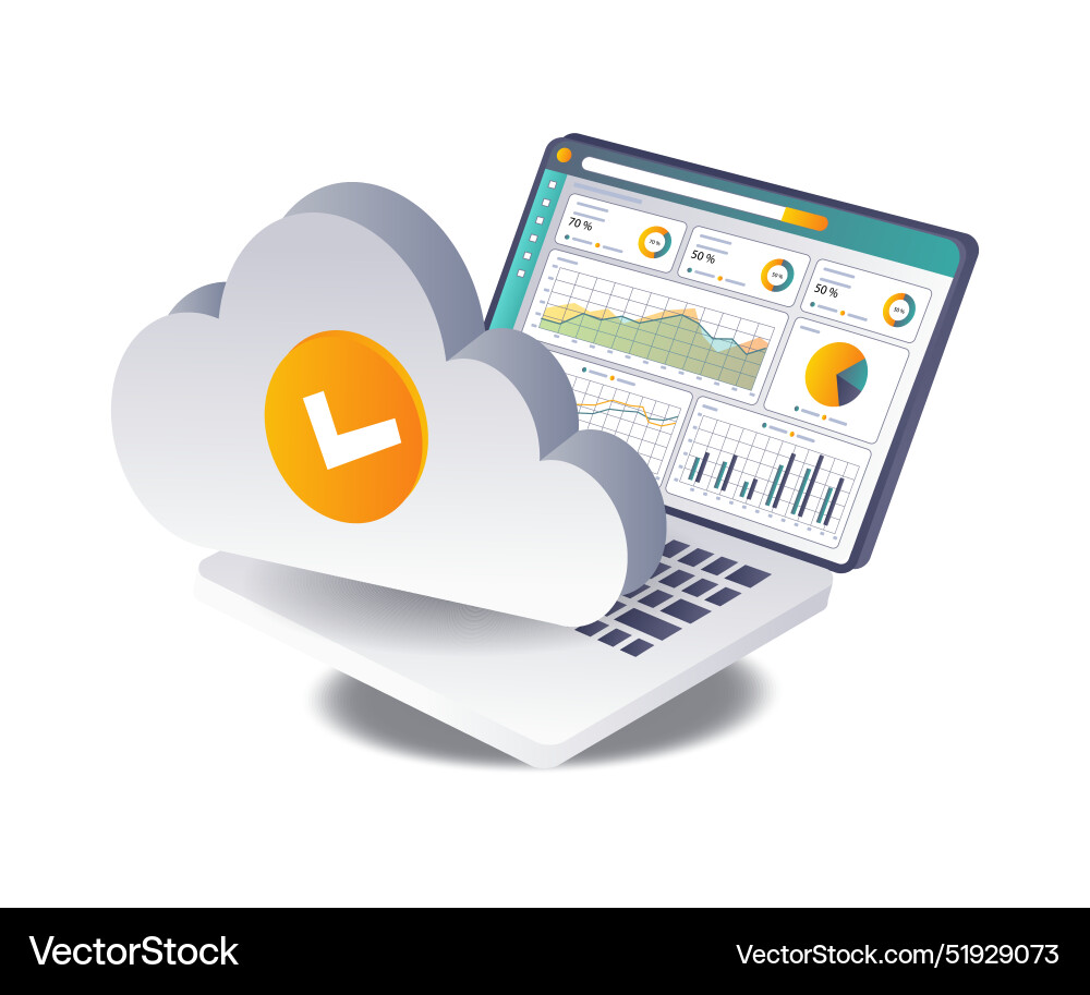 Analyzing data development in cloud servers Analyzing data development in cloud servers vector image