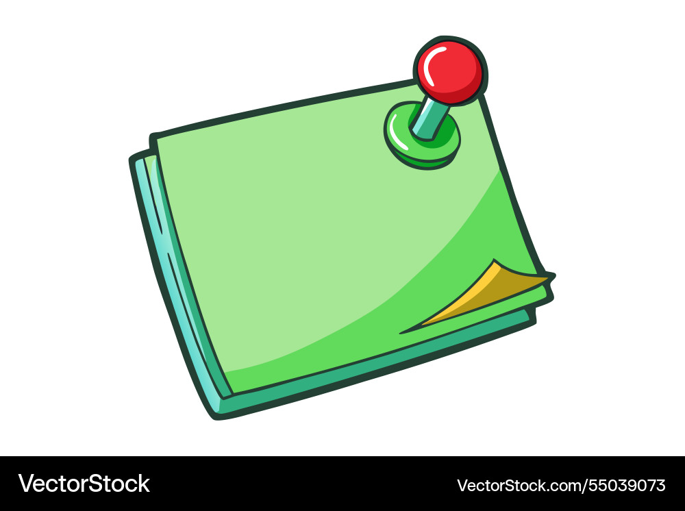 Creative of a green paper note pinned with red Vector Image
