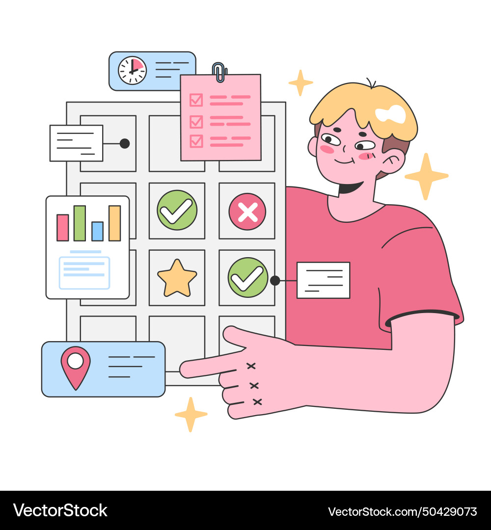 Efficient task management concept flat Efficient task management concept flat vector image