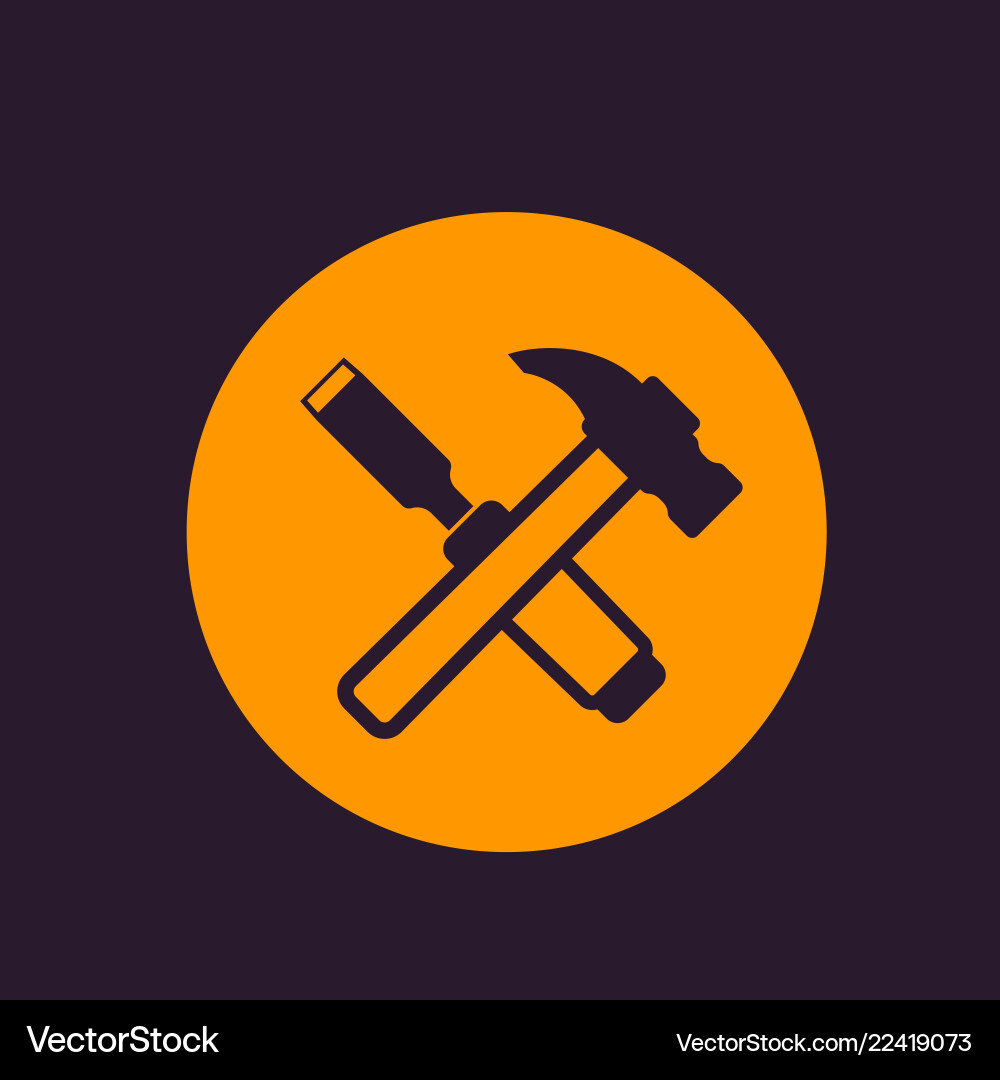Hammer and Chisel Tool Icons Vector Image