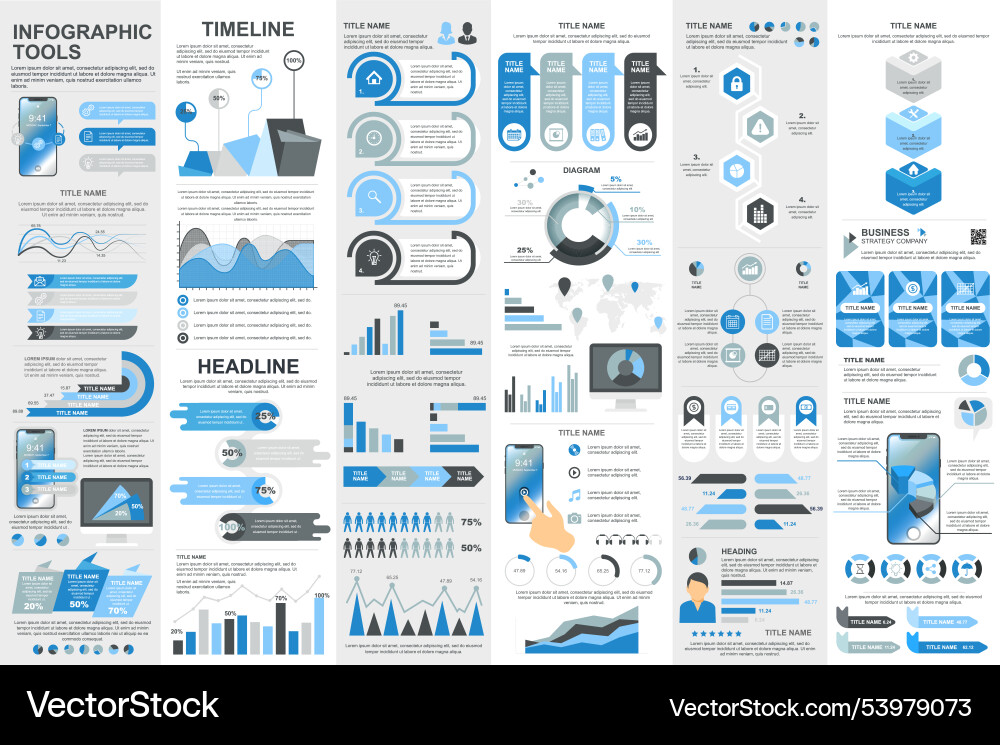 Infographic elements data visualization design vector image