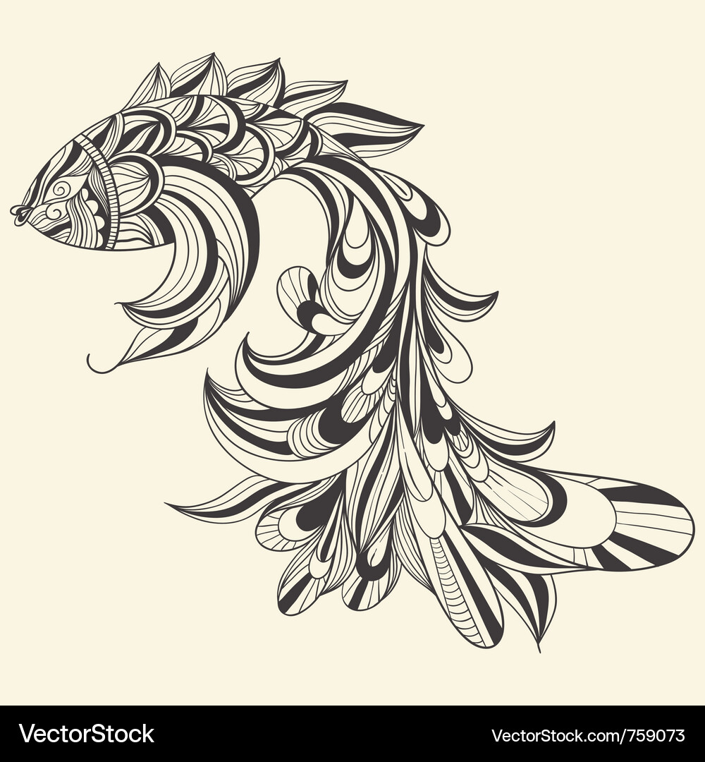 Monochrome Fish Pattern Vector Image