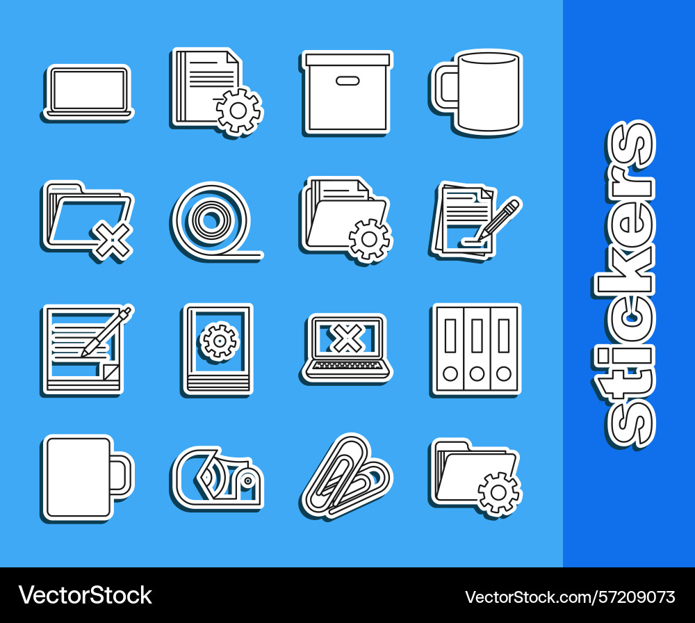 Set line folder settings with gears office Set line folder settings with gears office vector image