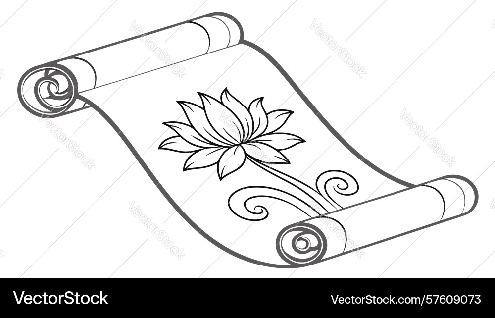 Simple scroll with lotus flower icon design Vector Image