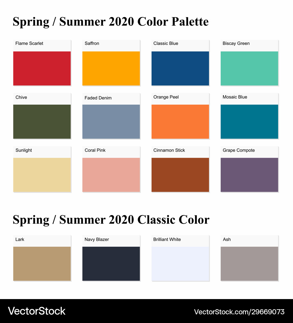 Spring summer 2020 palette example Spring summer 2020 palette example vector image