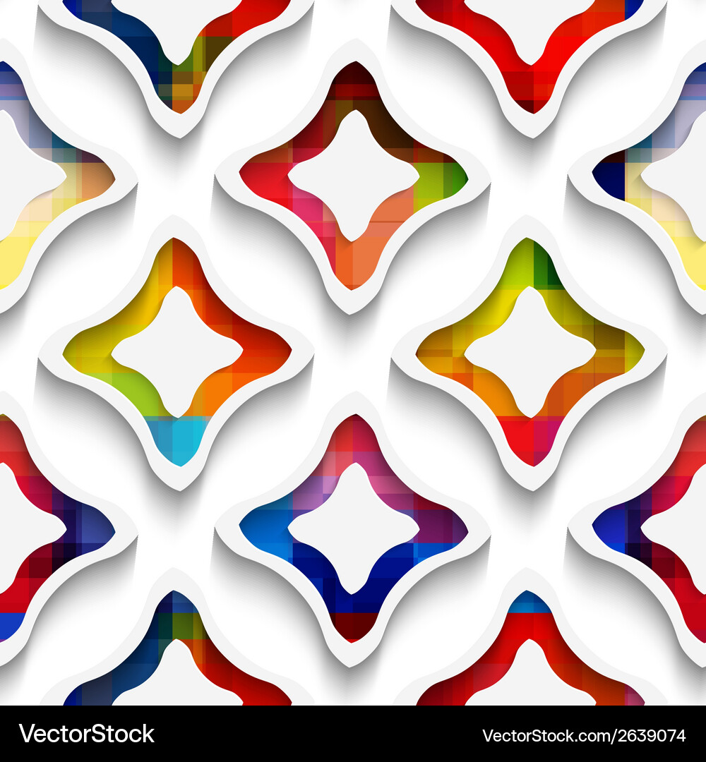 Abstract Rainbow Cutout Seamless Pattern Vector Image