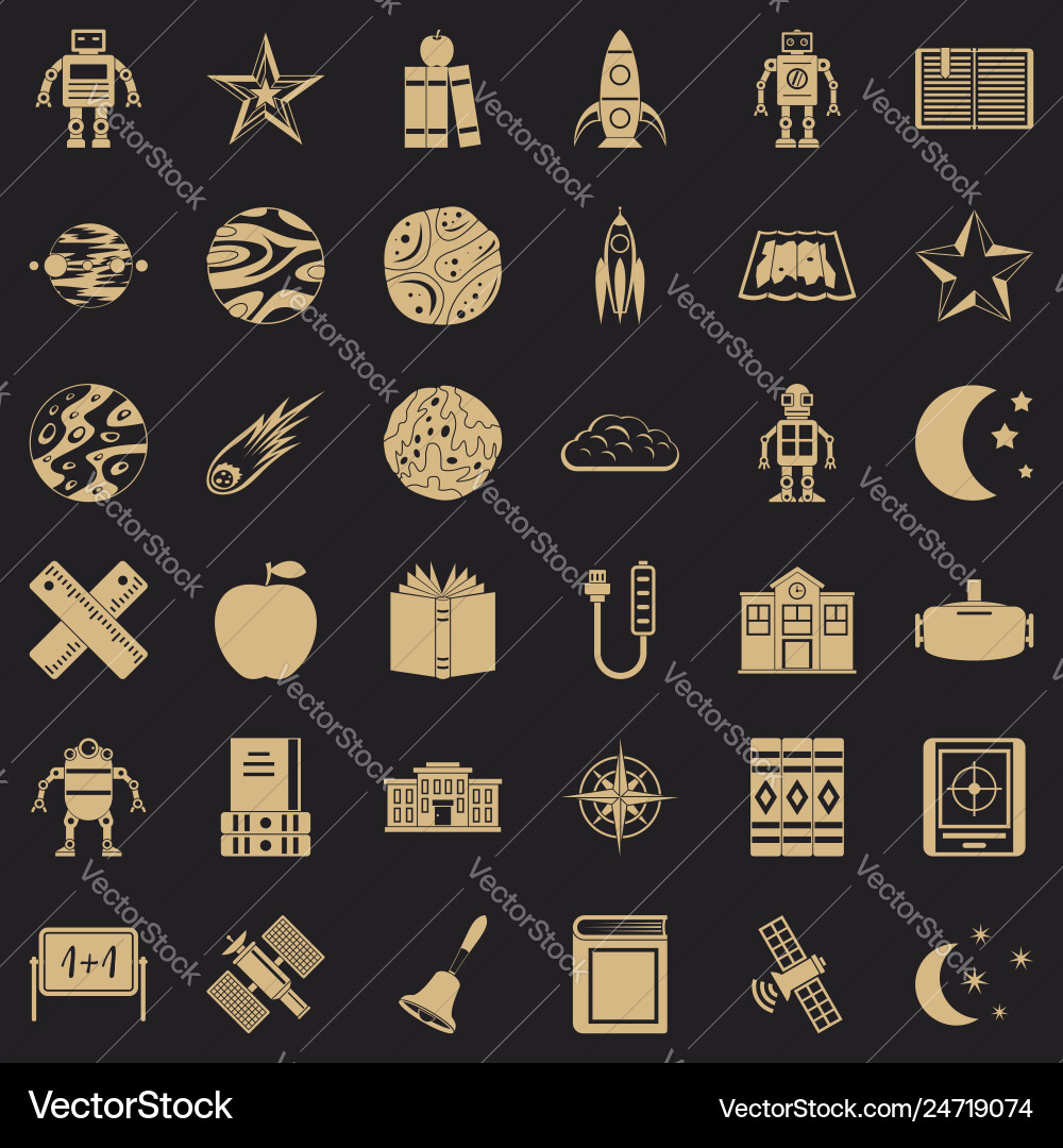 Astronomy science icons set simple style Vector Image