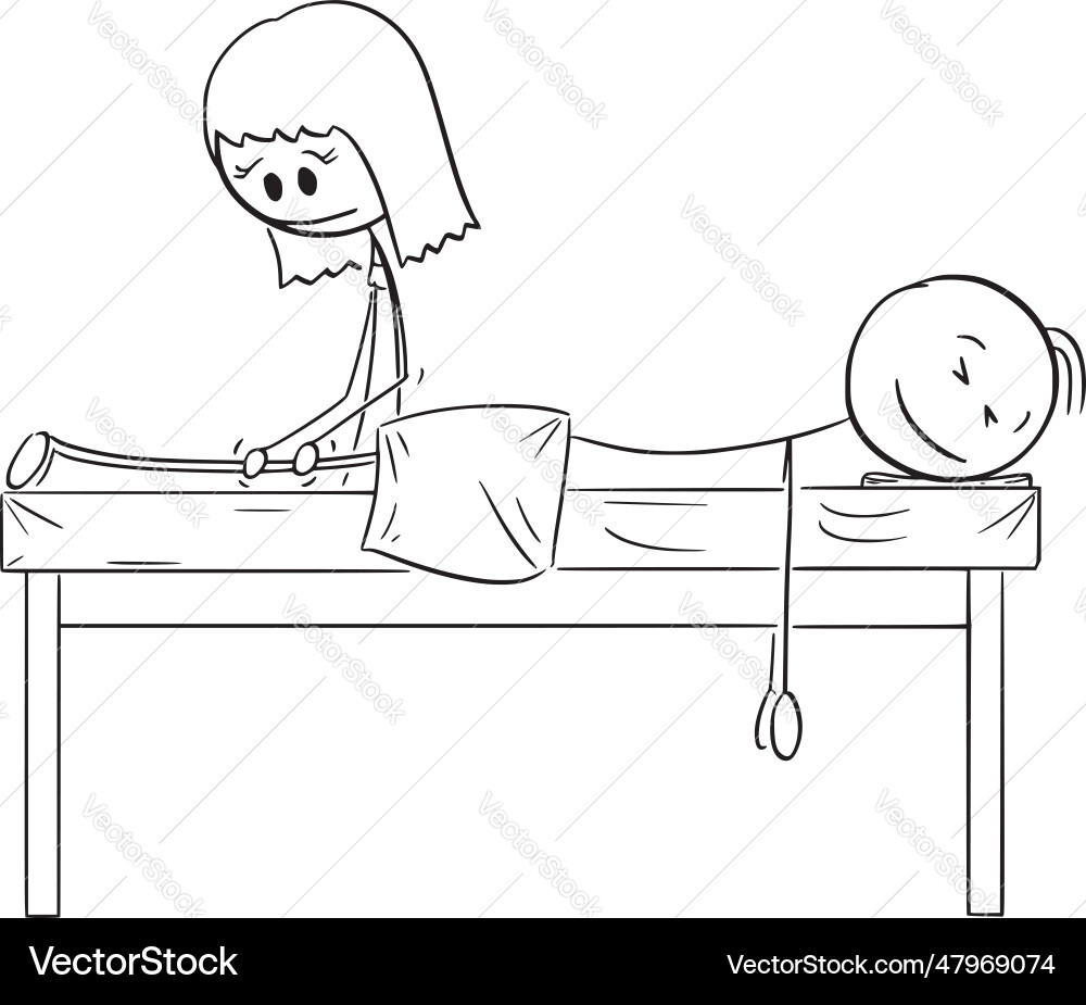 Leg massage therapy cartoon stick figure Vector Image