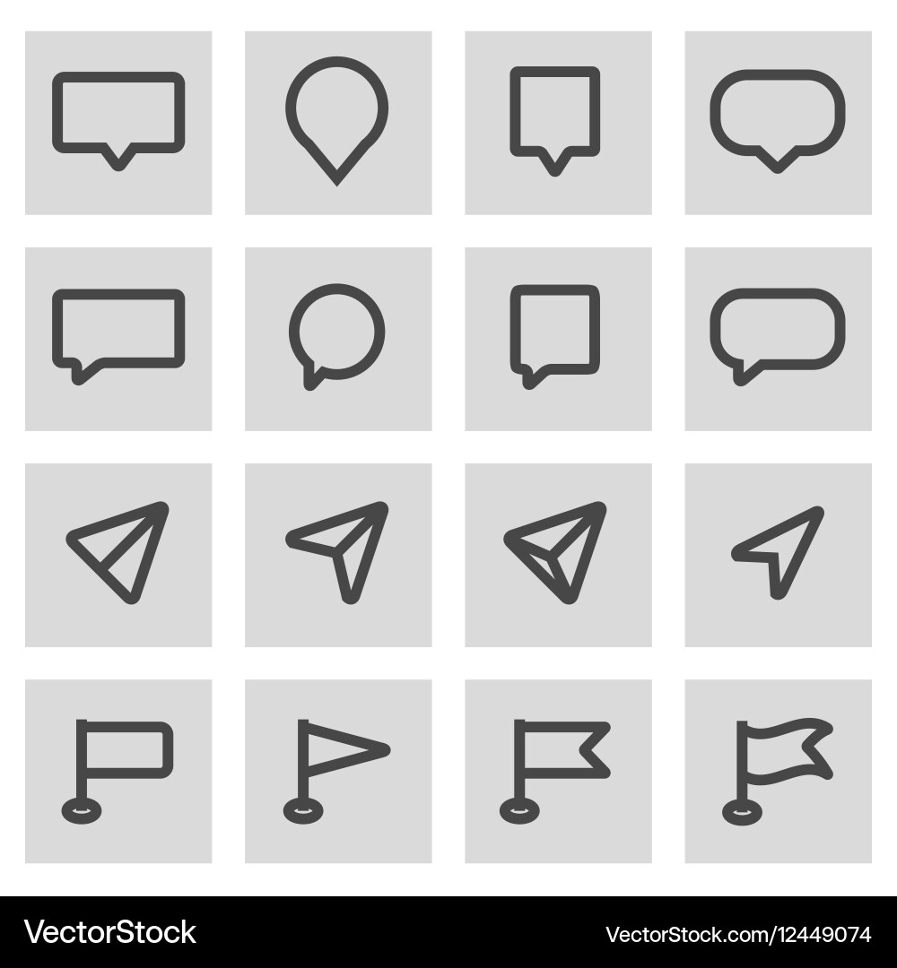 Line map pointer icons set vector image
