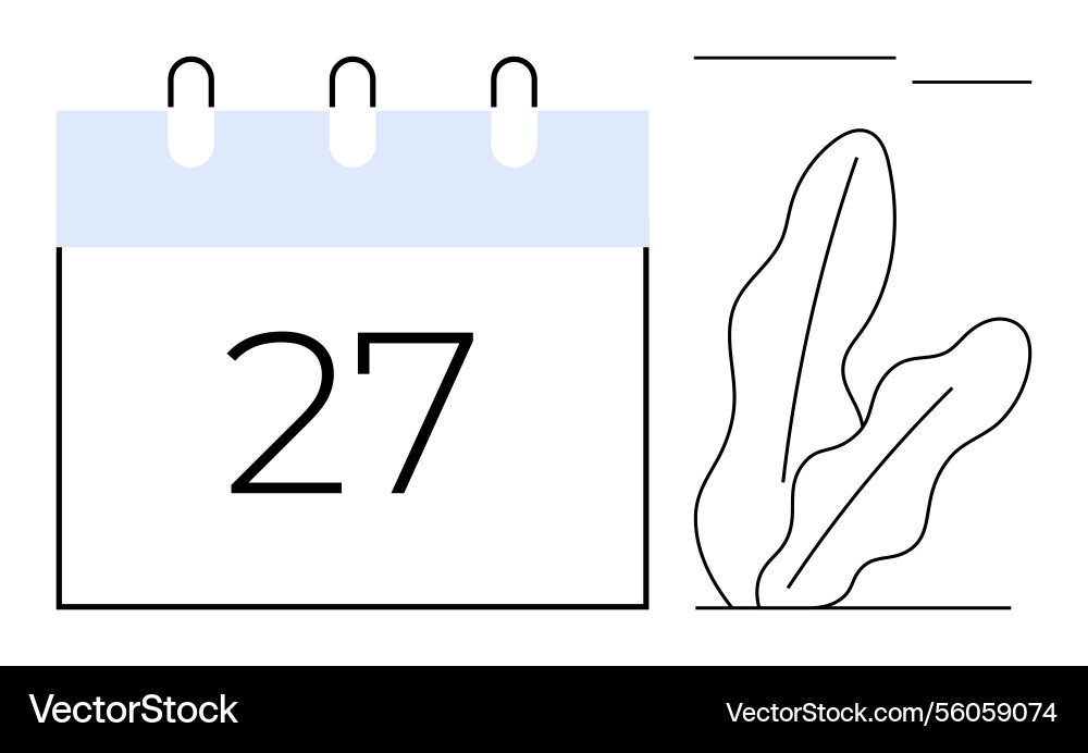 Minimalist calendar with date 27 and abstract Minimalist calendar with date 27 and abstract vector image