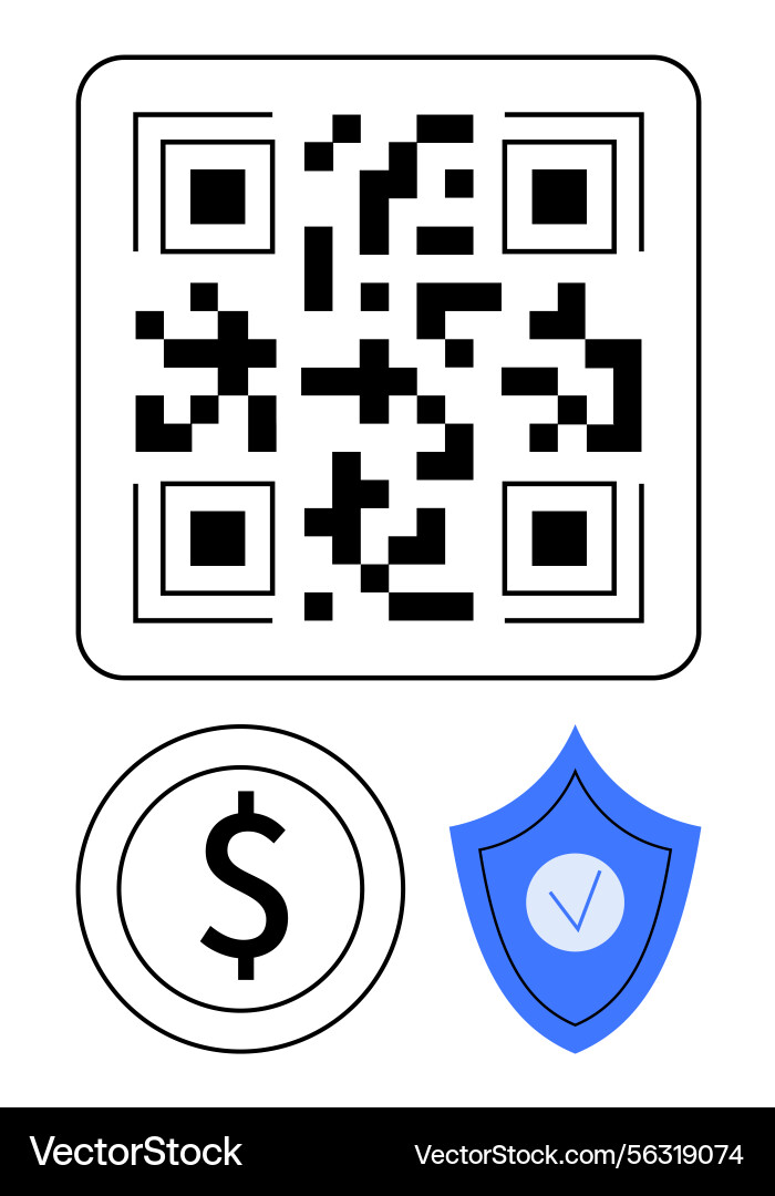 QR Code with Dollar & Shield vector image