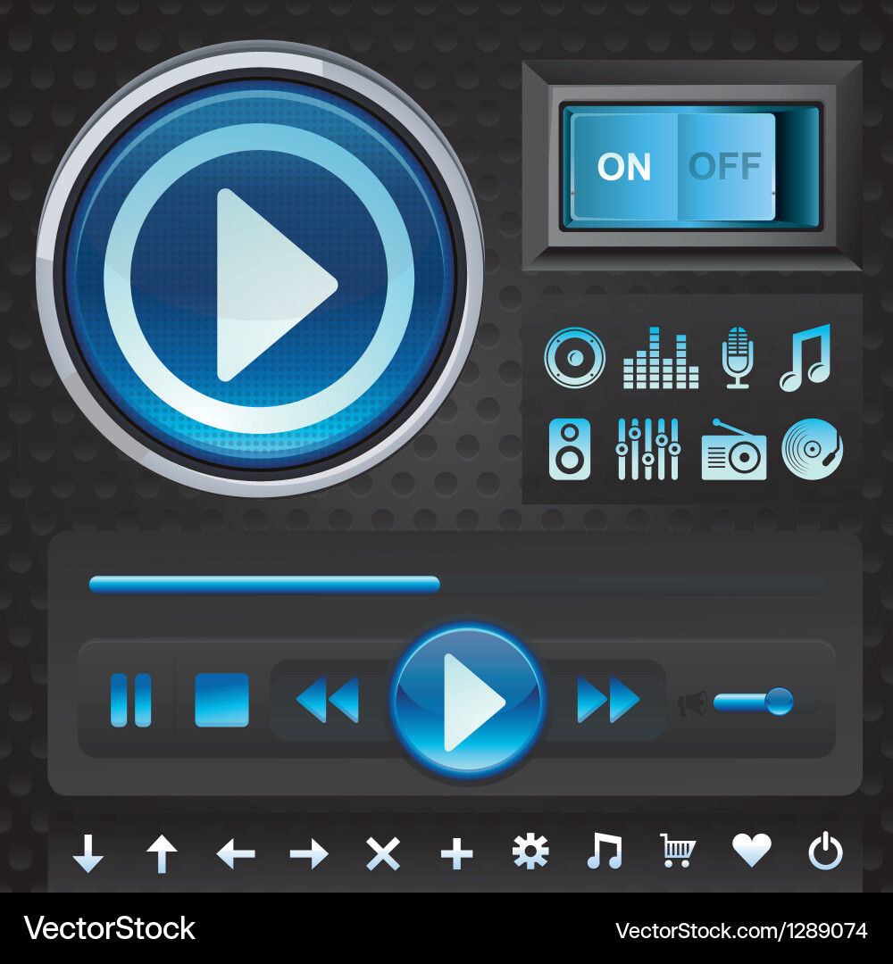 Set with interface design elements for music playe vector image