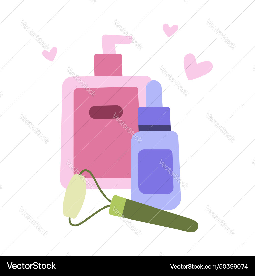 Simple flat with a set of cosmetics for makeup Vector Image