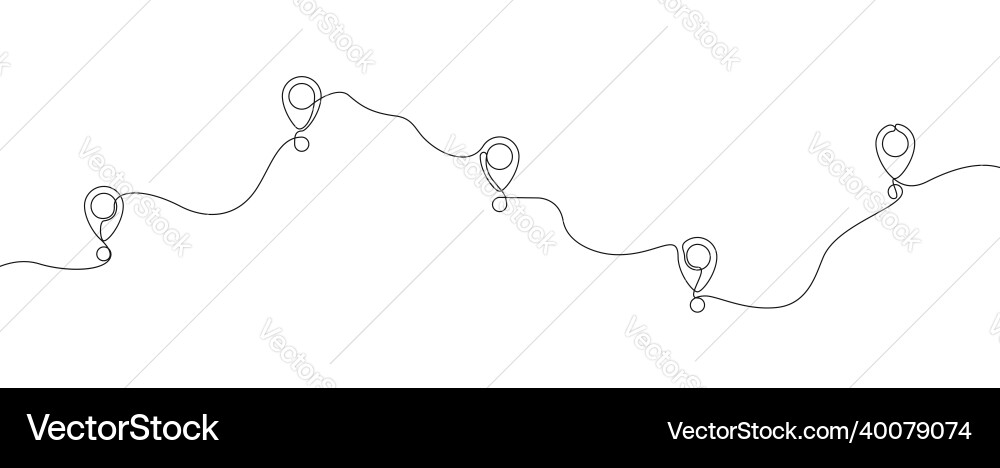 Single Line Map Pointer Route vector image