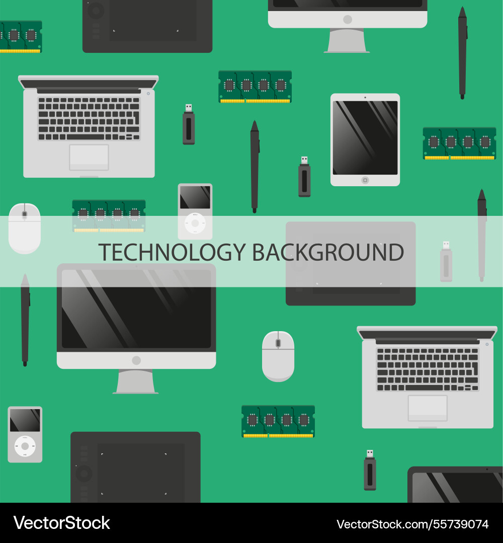 Technology elements background in flat style Vector Image