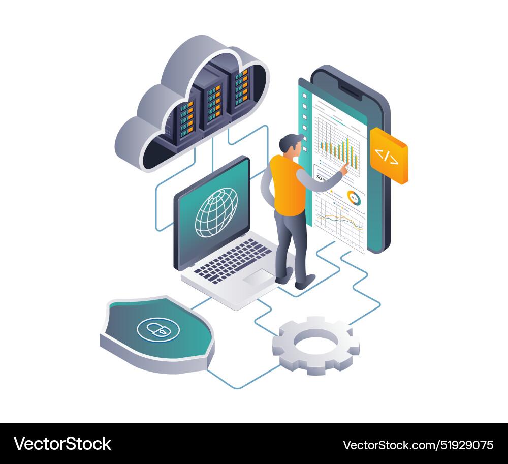 Analyzing data security in cloud server Analyzing data security in cloud server vector image