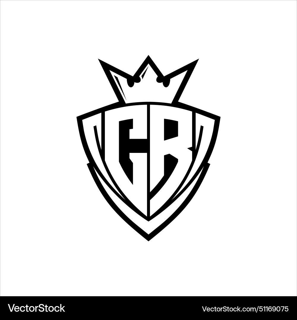 Cr letter logo with sharp triangle shield shape Cr letter logo with sharp triangle shield shape Vector Image