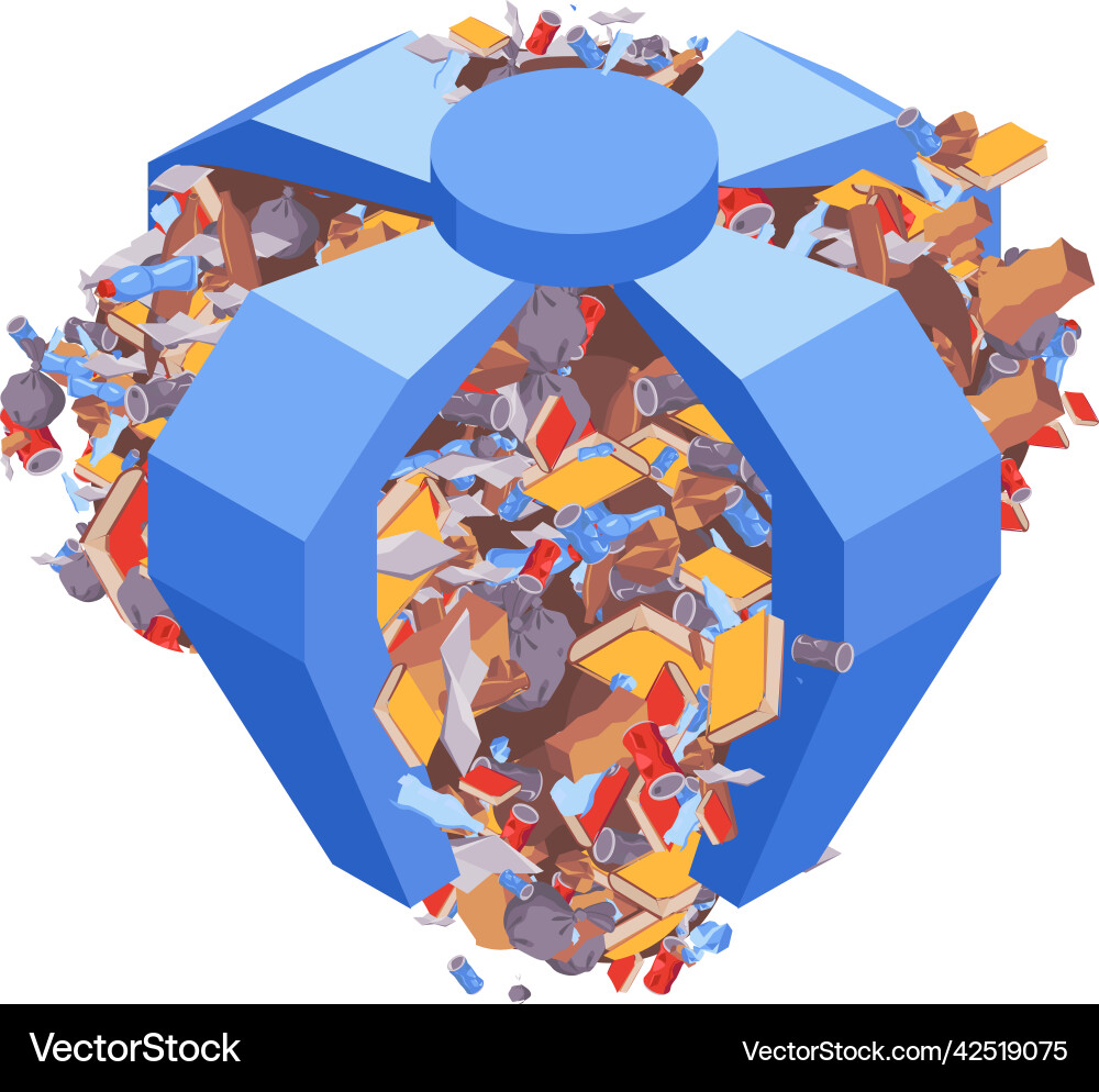 Garbage compressing arm composition Garbage compressing arm composition vector image